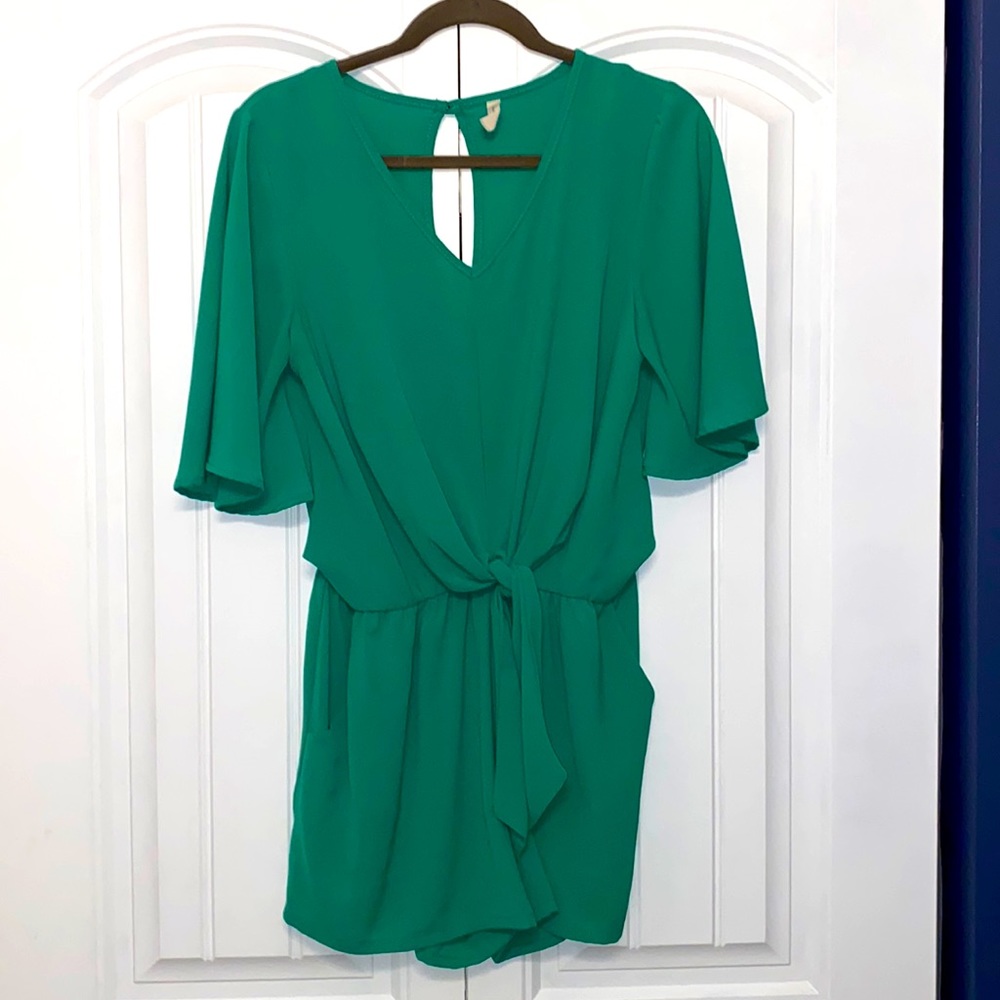 Tyche Green Romper with Pockets Medium